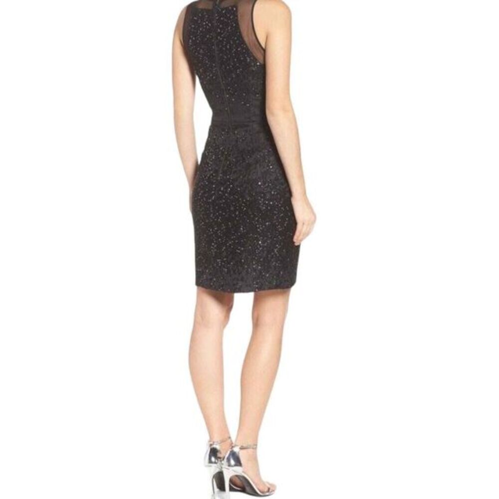 Vera Wang Womens Mesh Trim Sequin Sheath‎ Dress Size 14 Black Metallic Party NWT - Picture 4 of 9
